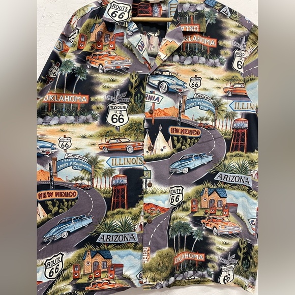 Vintage Pacific Legend “Route 66” Hawaiian AOP Button Down Shirt, Size XL - Picture 4 of 5